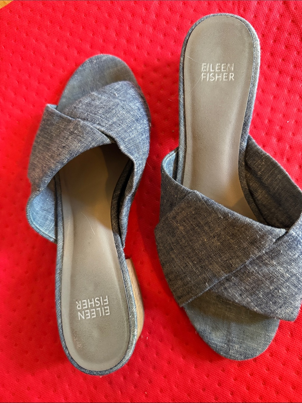 Eileen Fisher Heather Gray Cross-Band Slide Mules